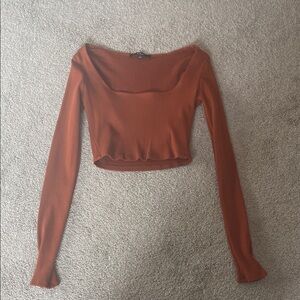 Lulu's Terracotta Long Sleeve Crop Top
